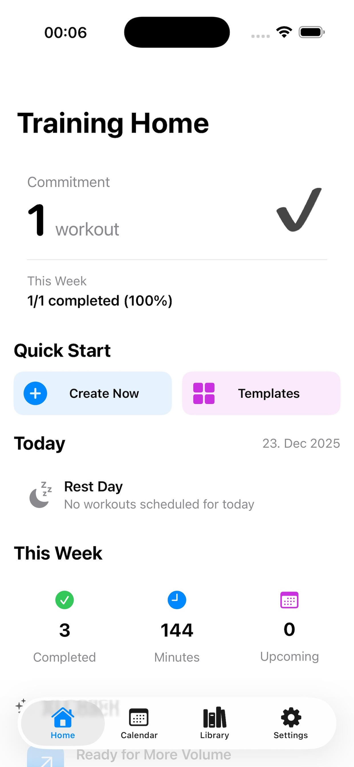 Weekpace home page overview