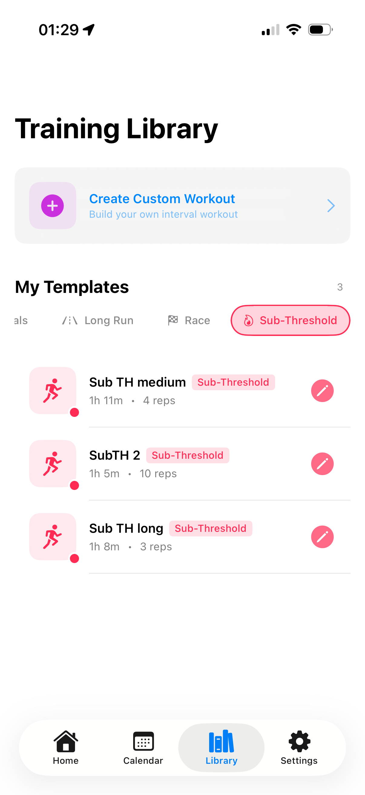 Training library templates